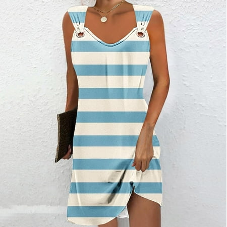 Ftwytp Women s Summer Comfort Fashion Solid Color Pocket Sleeveless V-Neck Dress Pirate Cosplay Dress Corset Waist Belt Set Bustier Lingerie Corset Top Steampunk Skirt Light Blue
