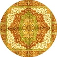 thumbnail image 1 of Ahgly Company Machine Washable Indoor Round Persian Yellow Traditional Area Rugs, 8' Round, 1 of 4