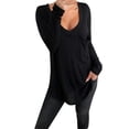 thumbnail image 1 of Hauts Amples Grande Taille à Manches Longues Col en V pour Femmes, 1 of 9