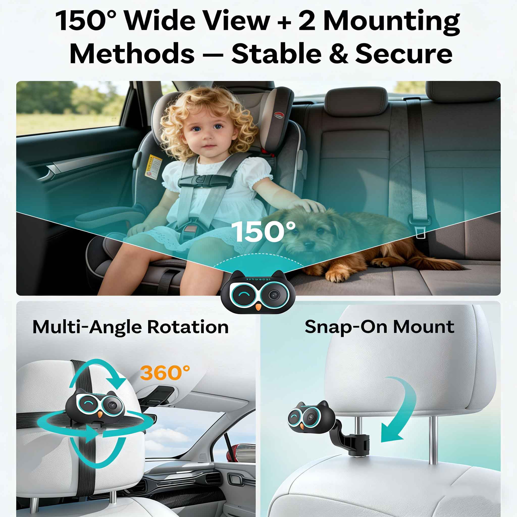OTTOCAST OTTOCAST Baby Car Camera Displaying on Car Screen 1080P HD Wireless CarPlay Adapter for Pet Baby Children