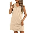 thumbnail image 3 of Hvot&aat Women's Soft Comfy Lace Nightdress V-Neck Sleeveless Knee-Length Tank Nightgowns Loose Solid Color Dress, 3 of 7