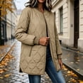 thumbnail image 6 of Vivianyo HD Women's Bomber Collar Long Quilted Jacket, Long Sleeve Lightweight Zip Up Winter Coat with Pockets, Sizes S-2XL, 6 of 8