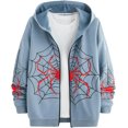thumbnail image 1 of AIR-Men's Zip Up Graphic Spiderweb Print Long Sleeve Goth Hoodie Sweatshirt Jacket, 1 of 4