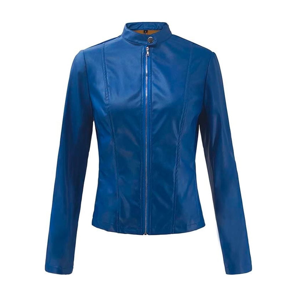 Aufmer Women Lapel Motor Leather Jacket Coat Ladies Zip Biker Short Punk Cropped Tops(Juniors or Juniors Plus)