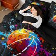 thumbnail image 4 of Homewish Kids Teens Basketball Print Twin Bedding Sets 7-Piece,Sport Gamer Bedding Comforter Set Microfiber,Graffiti Splash Breathable Sheet Sets,Microfiber Bedroom Decor,Reversible, 4 of 8