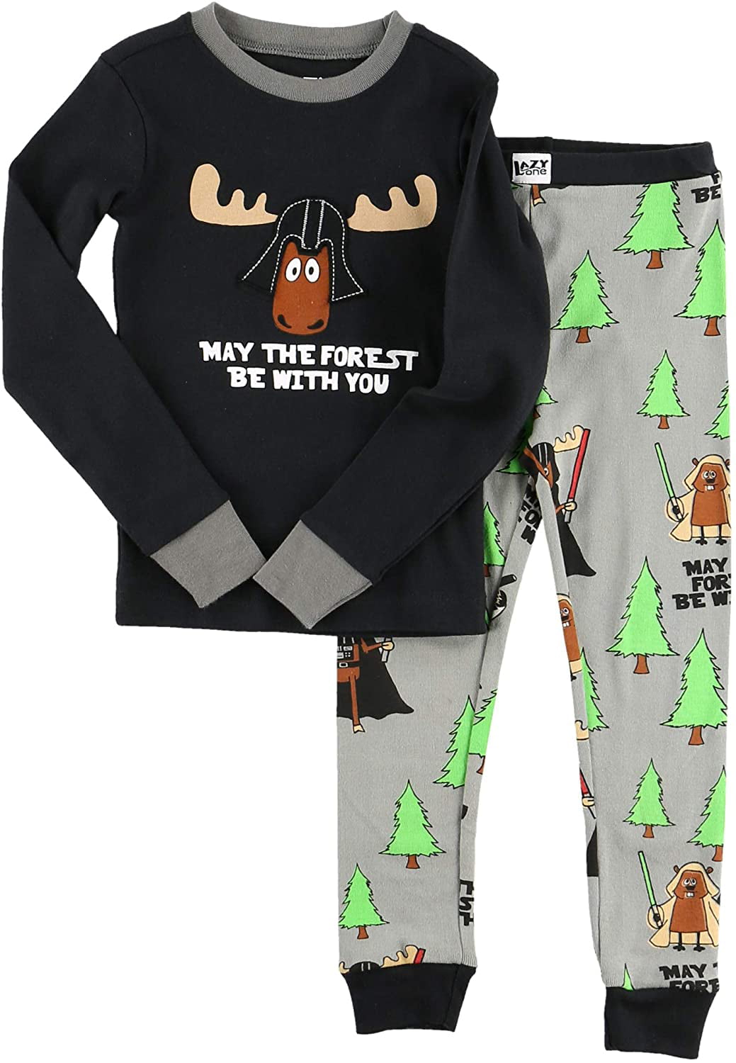 Cozy Lazy One Warm Long-Sleeve PJ Sets for Girls and Boys Comfy Bear Animal Funny Kids' Pajama Sets 