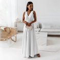 thumbnail image 5 of DHFJKG Summer Dresses Women Wedding Guest Dress Sleeveless Solid Color V Neck Belted Long Dress Comfortable Daily Wear Stylish Dresses, 5 of 7