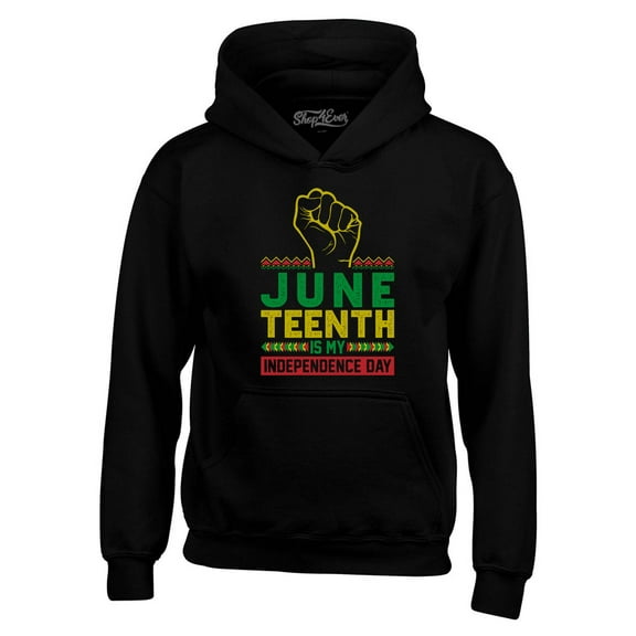 Shop4Ever Men's Juneteenth is My Independence Day June 19th 1865 Hooded Sweatshirt Hoodie XX-Large Black