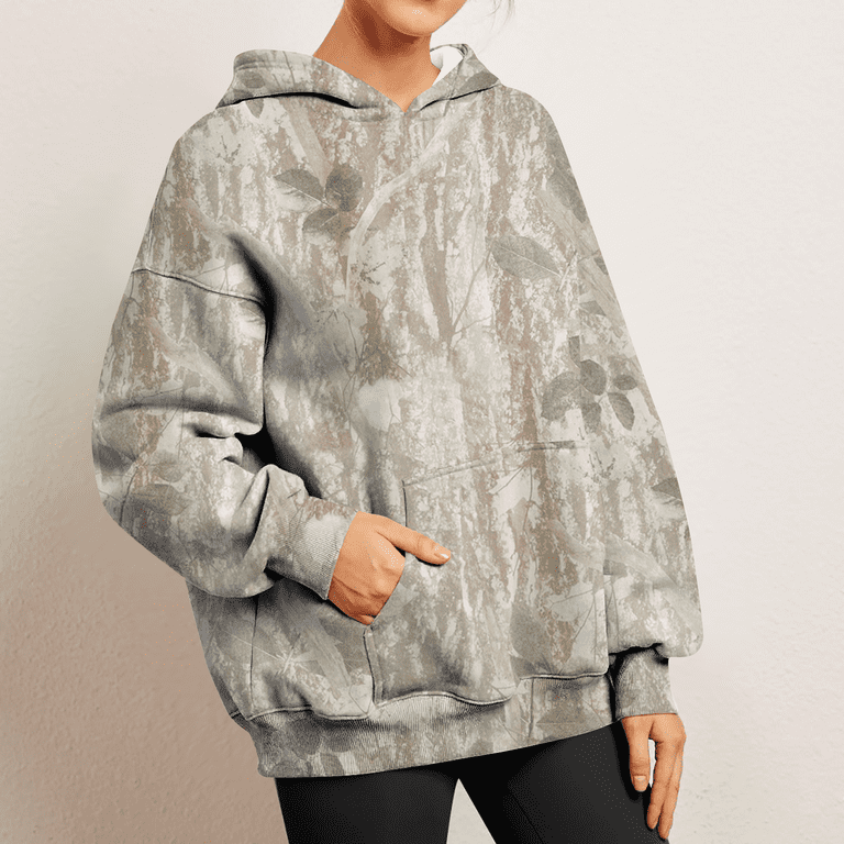 JULMCOMO Teen Girls Camo Hoodies Oversized Maple Leaf Print JULMCOMO Teen Girls Camo Hoodies Oversized Maple Leaf Print