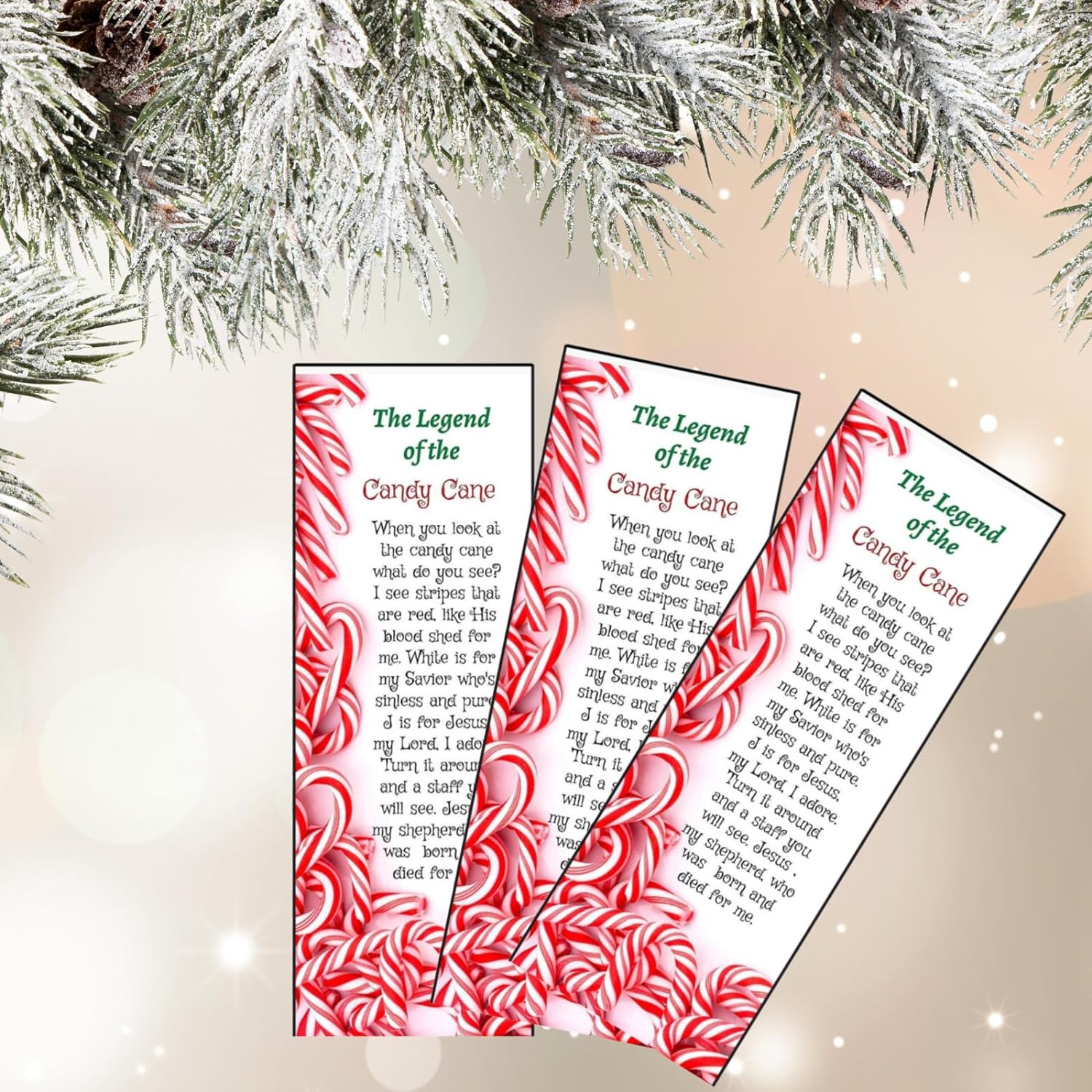 The Legend of The Candy Cane Christmas Bookmarks (100 Count) - Keepsakes for Festive Gifting, Church Events - Holiday Sharing - Christmas Party Favors - Stocking Stuffers