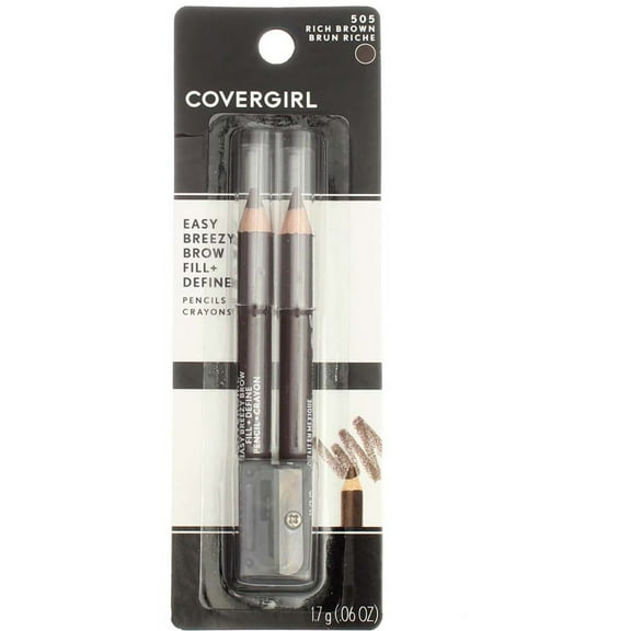 CoverGirl Easy Breezy Brow, Fill Define Pencils [505] Rich Brown 2 ea (Pack of 2)
