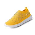 thumbnail image 2 of NexTorq Womens Gym Shoes, Shoes for Women Sneakers, Womens Rhinestones Glitter Fashion Mesh Walking Shoe Breathable Slip-on Loafers Non-Slip Orthopedic Arch Support Sock Sneaker, Yellow, 7.5, 2 of 4
