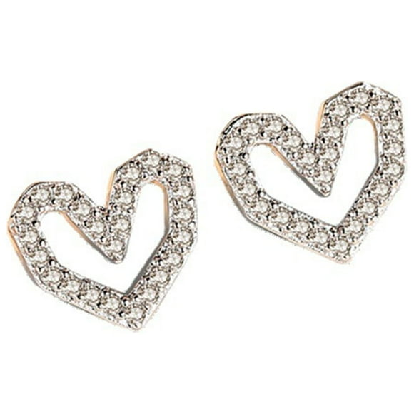Diamond Studs Fashion Style Small Fresh Love Ear Studs Hollow Diamond Sweet Sweet