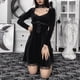 thumbnail image 5 of Vestido gótico de manga larga para mujer, vestido de noche Punk de retazos de encaje calado Fridja  nbo2880, 5 of 9