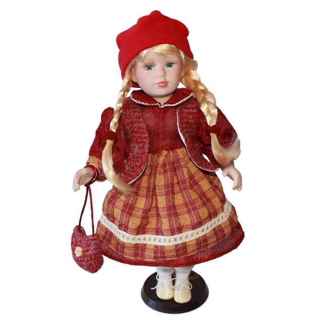 Figura de muñeca de cerámica de pie, adorable colección de decoración para el hogar, figura de muñeca de escritorio para estantería, dormitorio, ofici