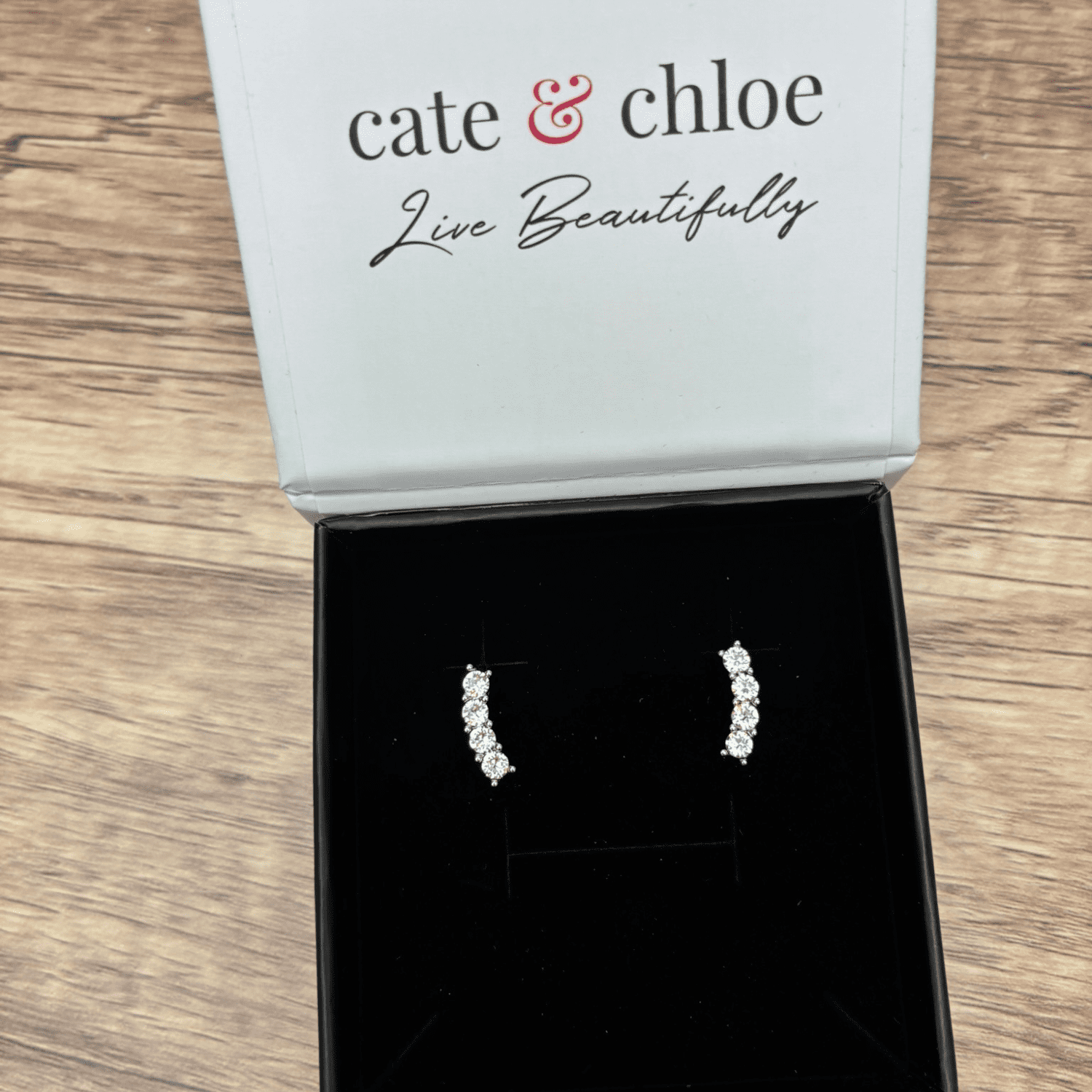 Cate & Chloe Aubree 18k White Gold Plated Drop Earrings with Swarovski Crystals Gift for Women