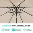 thumbnail image 4 of JUSTLET 11 FT Outdoor Patio Umbrella with Crank Sysytem and 8 Sturdy Ribs, Round Umbrella for Garden, Poolside, Deck and Backyard, Beige, 4 of 8