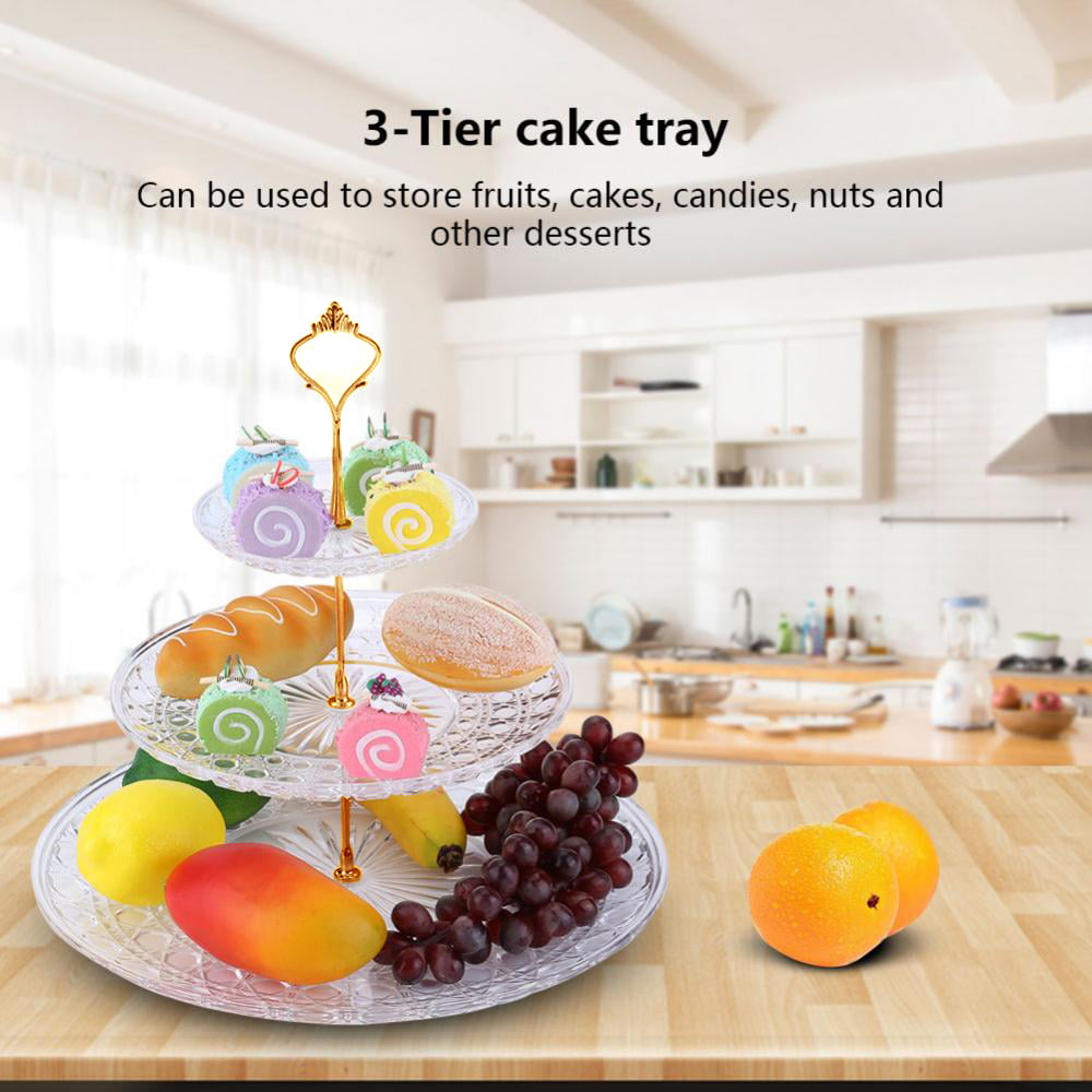 3Tier Acrylic Cup Cake Stand Plate Candy Fruit Dessert Tray Wedding Party Holder 