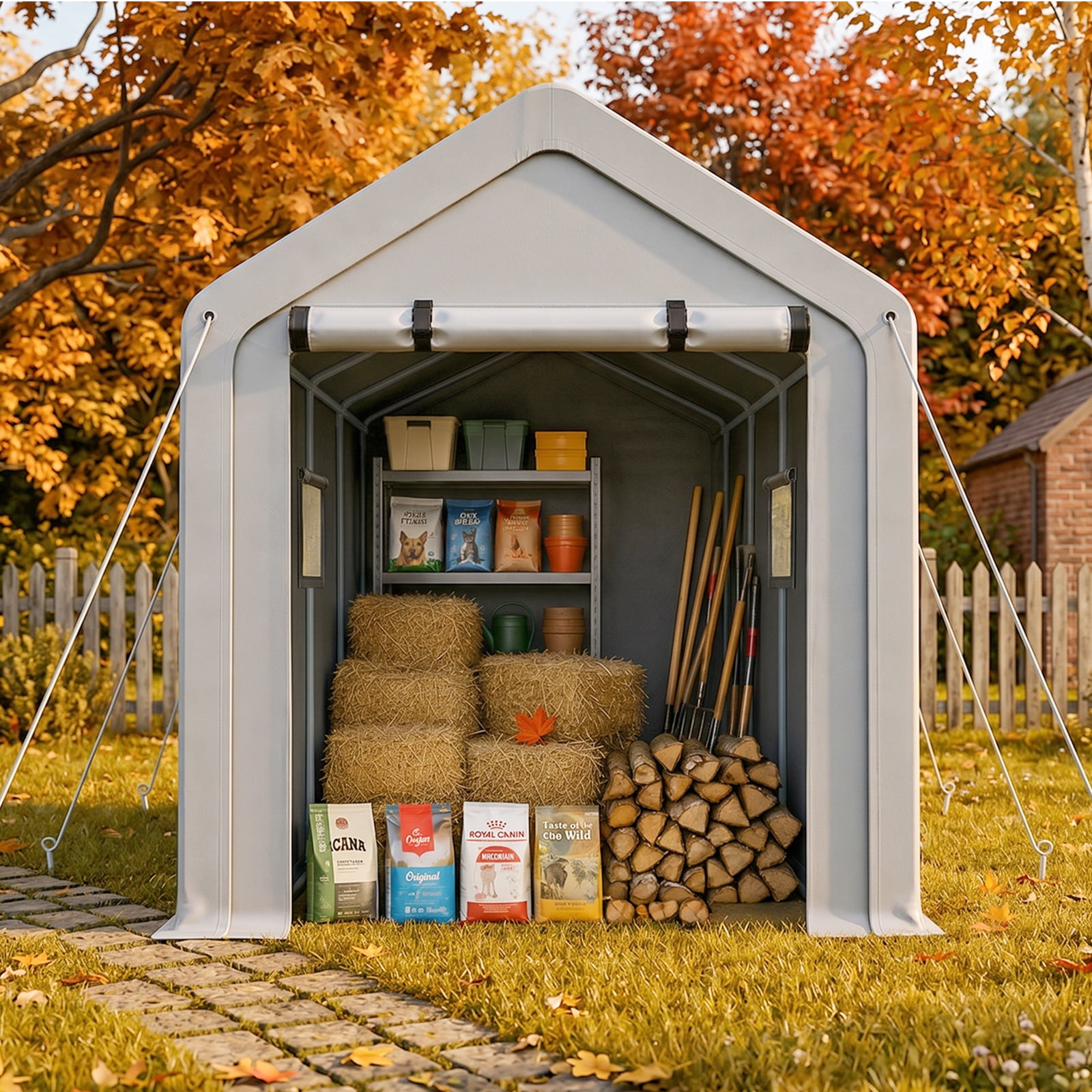 8x10 FT Storage Shed with 2 Roll-up Windows, Heavy Duty Bike Tent