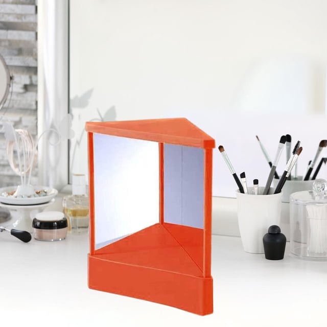 Espejo que no se revierte, imagen estable y verdadera del espejo de maquillaje, espejo cosmético para corrección facial, sala de estar, tocador, mesa naranja