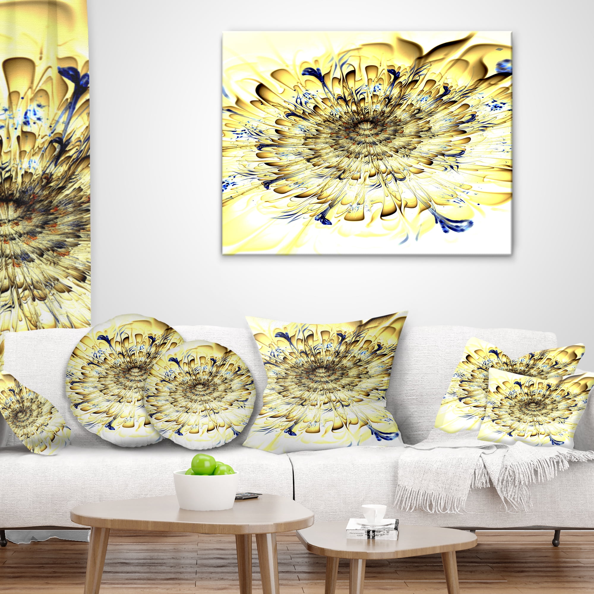 Designart 16" x 16" Yellow Polyester Throw Pillow