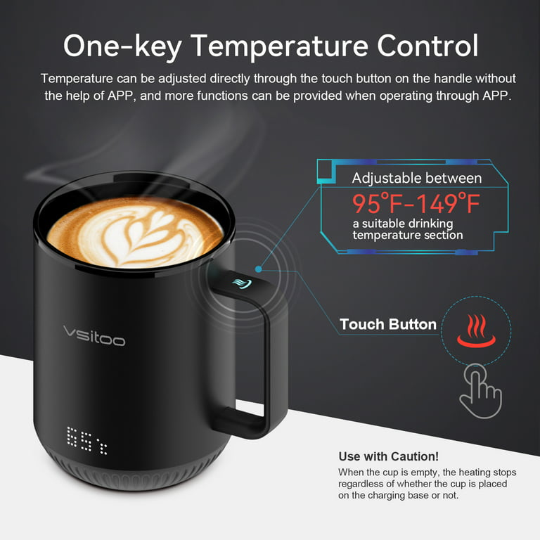 S3 Temperature Control Smart Mug 2 with Lid, Self Heating Coffee Mug 10 oz