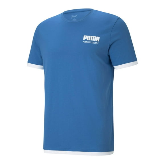 PUMA Men Summer Court Elevate Blue Logo Graphic T-Shirt S