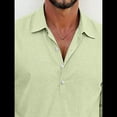 thumbnail image 3 of Camisas Clásicas de para Hombre, de Larga, con Solapa y Botones, Informales, para Playa y Verano. Verde M, 3 of 4