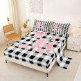 thumbnail image 2 of Manfei Simple Square Checkered Queen Sheets,Personalized Letter K Gifts Queen Sheet Sets,4pcs,1 Flat Sheet,1 Fitted Sheet and 2 Pillowcases, 2 of 6