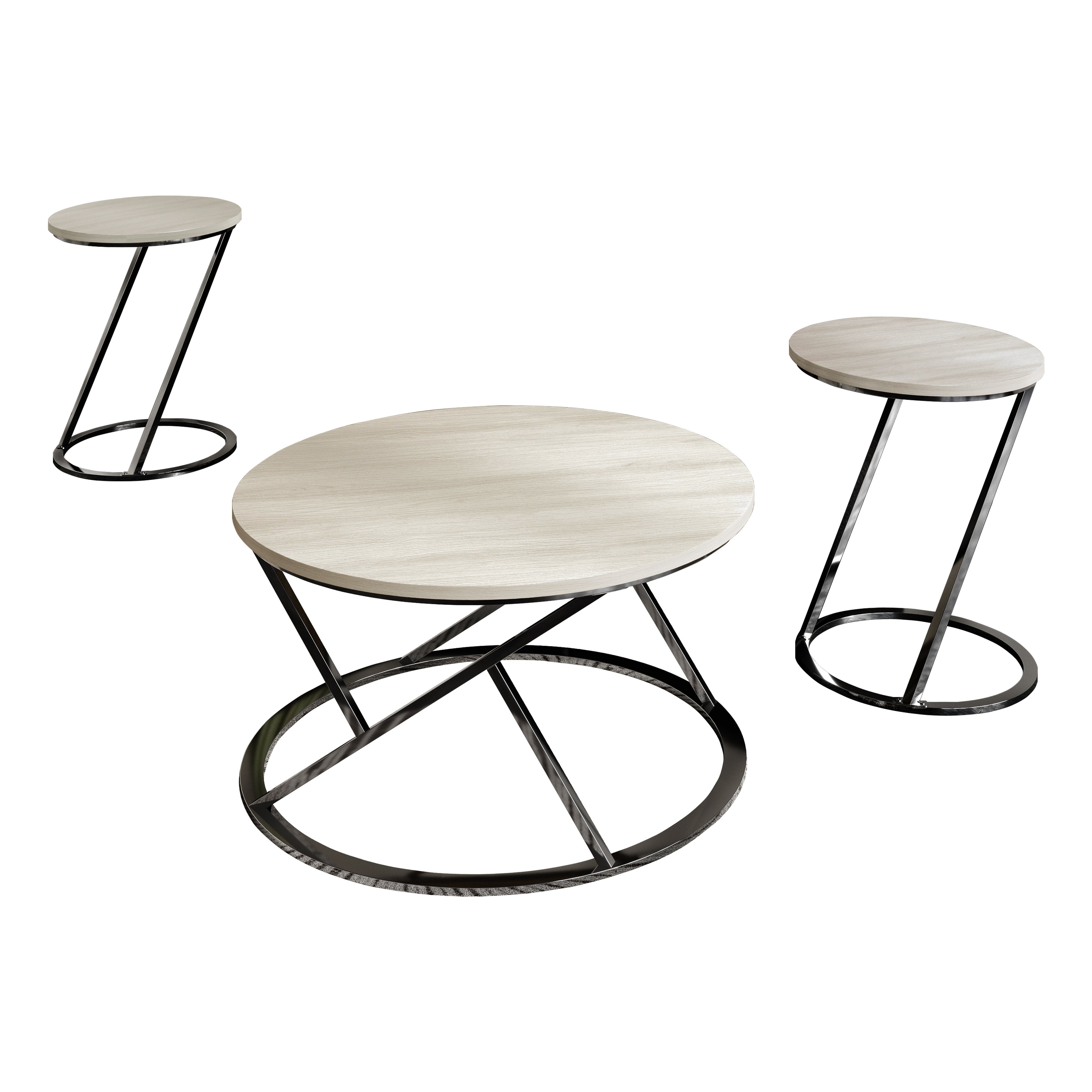 Castle Place Simple 3 Piece Coffee Table Set, Light Grey
