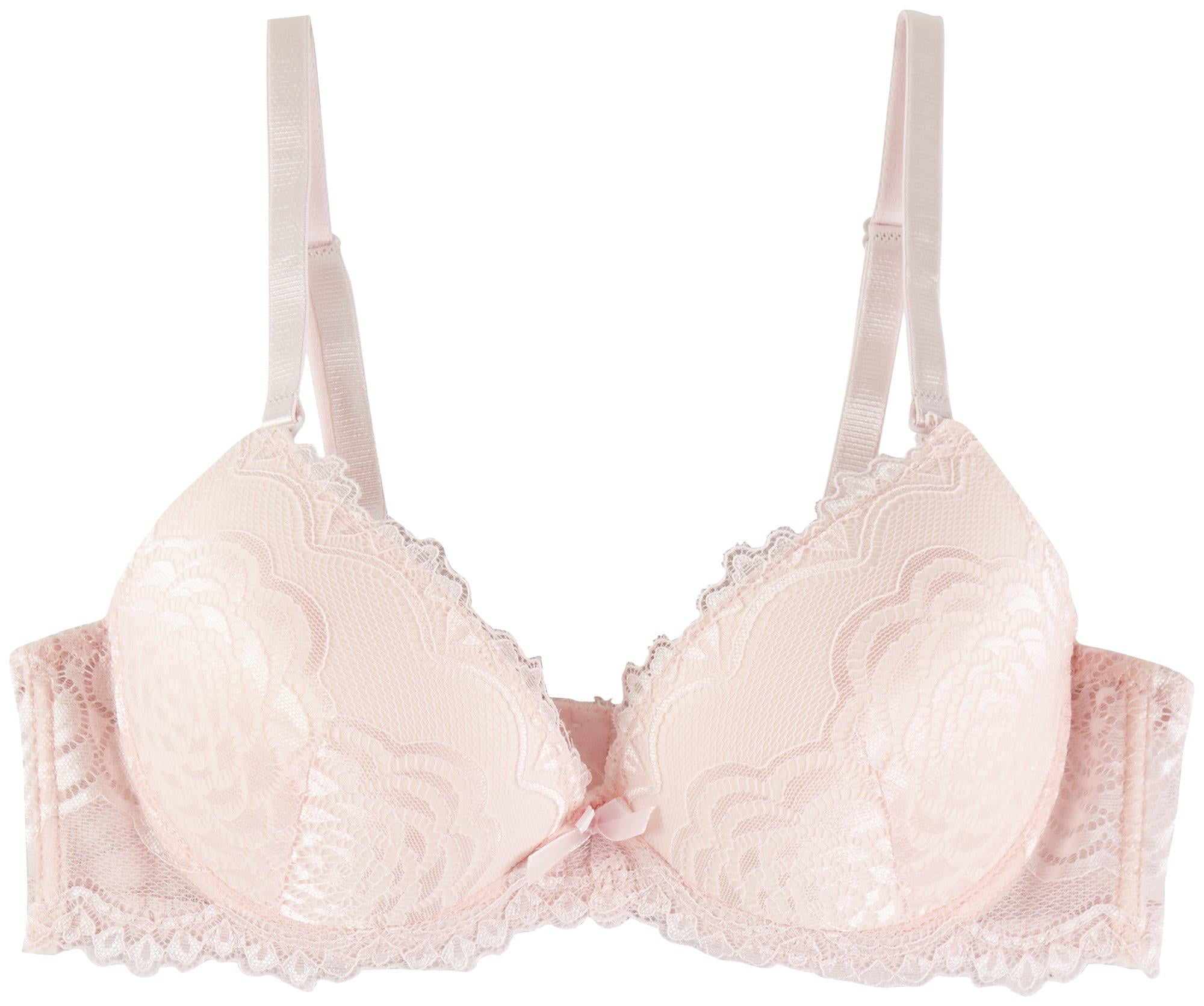 US One Size Rene Rofe PINK 2-Piece Lace Tie-Up Bra and Thong Set