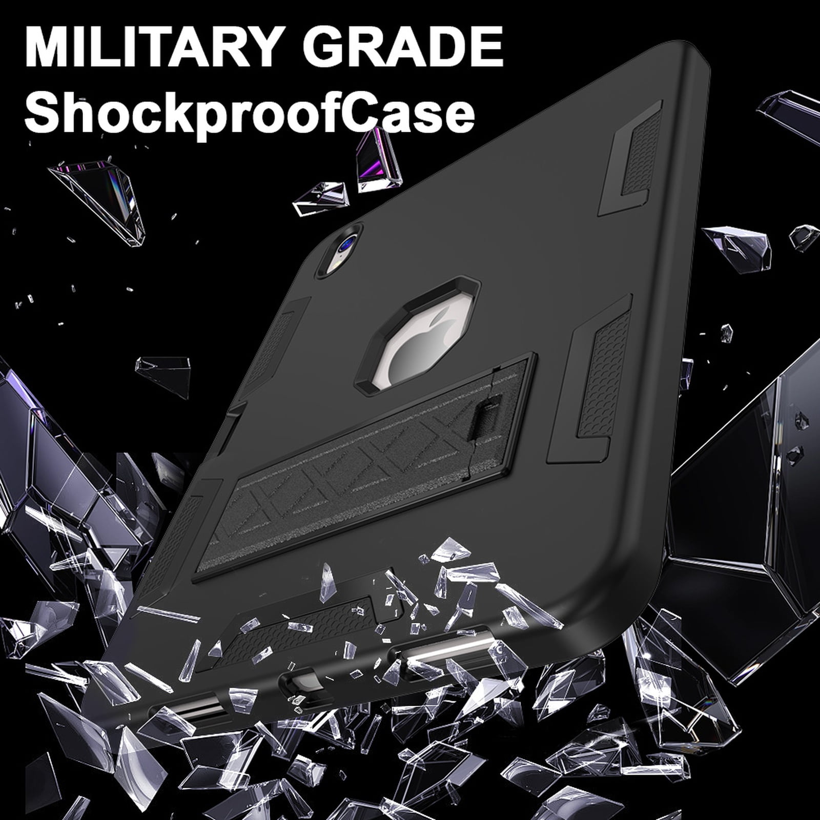 Allytechgroup Rugged Case for Apple iPad A16 11th Generation 11" 2025/ iPad 10th Gen 10.9" 2022, Hybrid TPU PC Bumper Heavy Duty Shockproof Anti-Scratch Protective Cover with Pencil Holder,Black