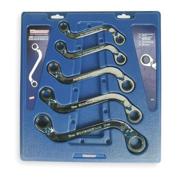 WESTWARD 1LCE8 Ratchet Obstruction Wrench Set,SShape