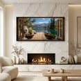 thumbnail image 3 of Lake Boat Window Canvas Wall Art - Nature Scenery Coastal Pictures Landscape Canvas Prints, Horizontal Modern Painting Artwork for Living Room Bedroom, 3 of 7