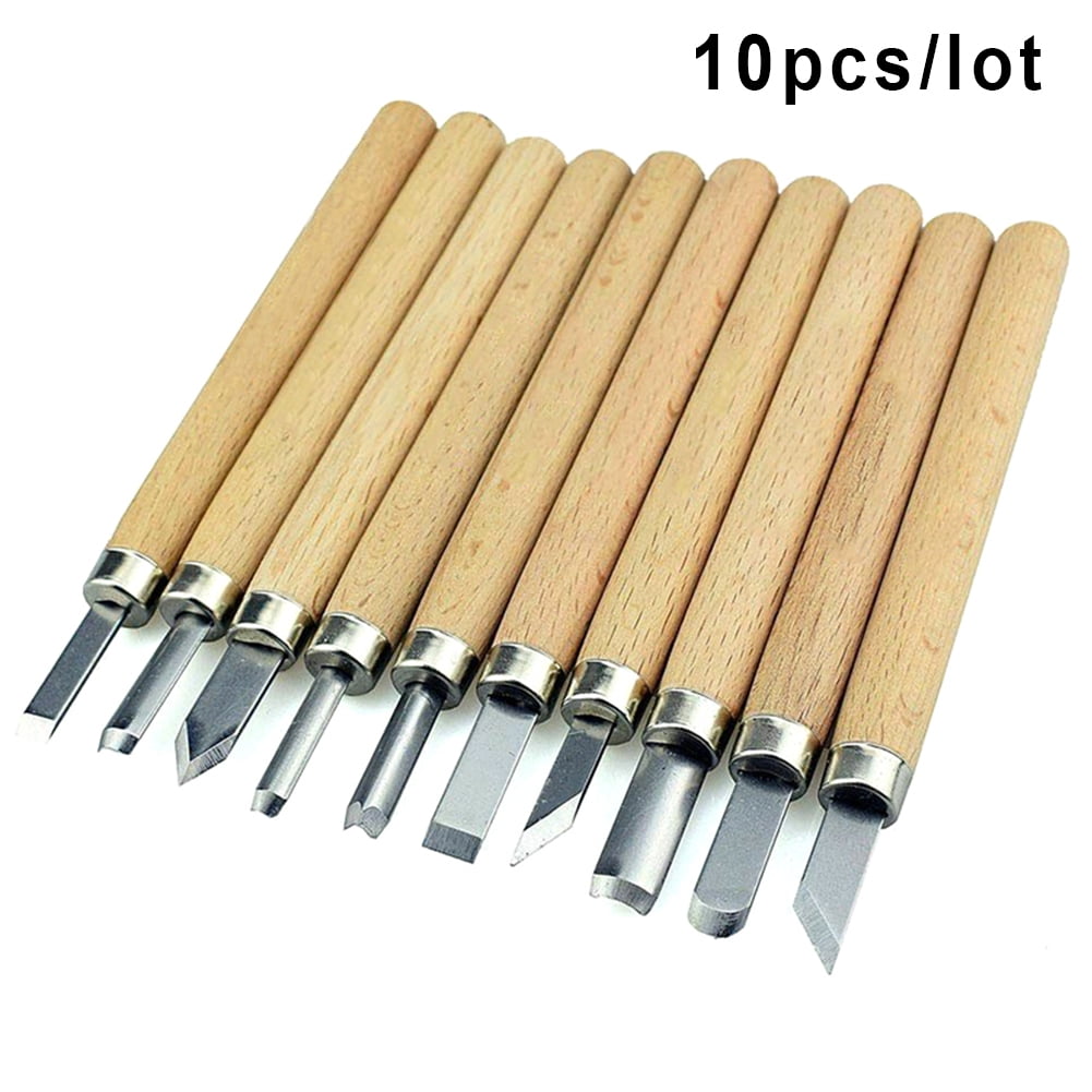 10pcs/pack Professional Woodworking Detail Chisel Wood Carving Hand Tool Set 