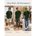 thumbnail image 4 of Oalirro Men's Short Sleeve Casual Button Down Shirt – Lightweight Breathable Cotton, Two Chest Pockets, Classic Collar, Solid Army Green, Regular Fit for Summer Wear, 4 of 11