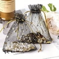 thumbnail image 5 of iMucci 30pcs Black Moon and Star Printed Drawstring Organza Bags 3.5x4.7 Inches Small Gift Bags for Candy Jewelry Party Favors Cosmetics and Festive Celebrations, 5 of 6