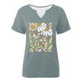 thumbnail image 4 of Bainana Women's Summer T Shirt Flower Print Short Sleeve V Neck Tops Lightweight Leisure Ladies Work Street Party Casual Wear Mint Green Size S, 4 of 4