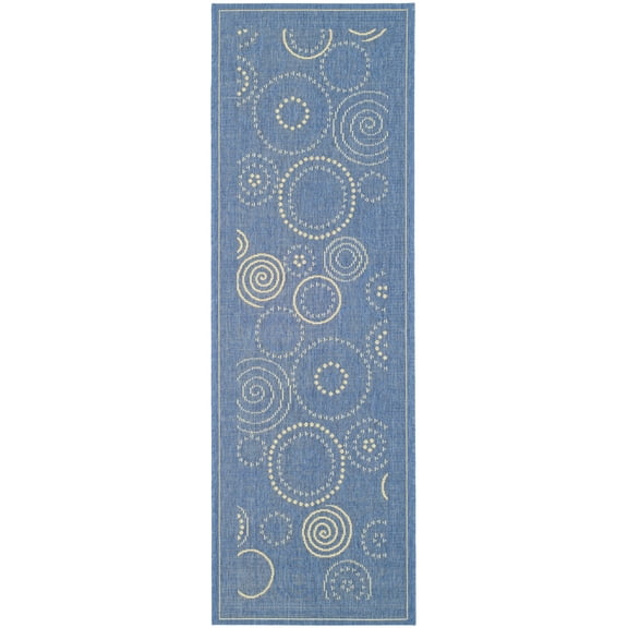 Safavieh Courtyard Hugo Oriental Indoor/Outdoor Runner Rug, Blue/Natural, 2'3" x 14'
