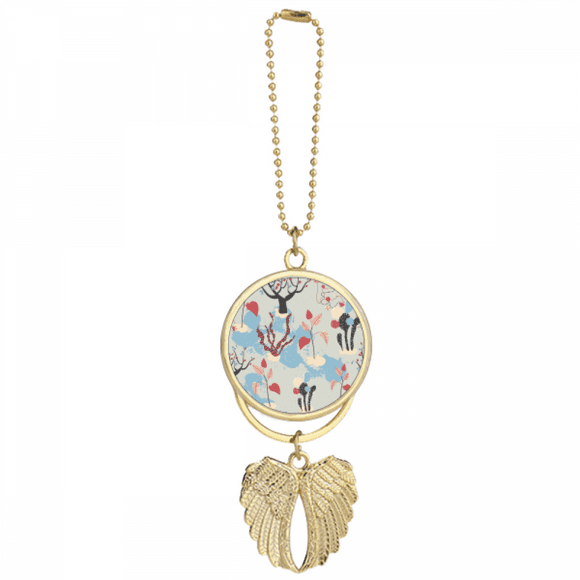 Desert Cactus Savanna Blue Trees Car Keychain Angel Wing Pendant