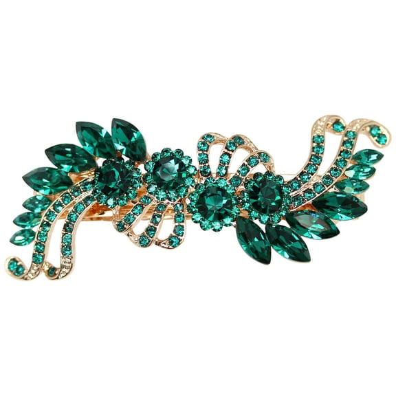 Faship Gorgeous Emerald Green Crystal Hair Barrette Clip
