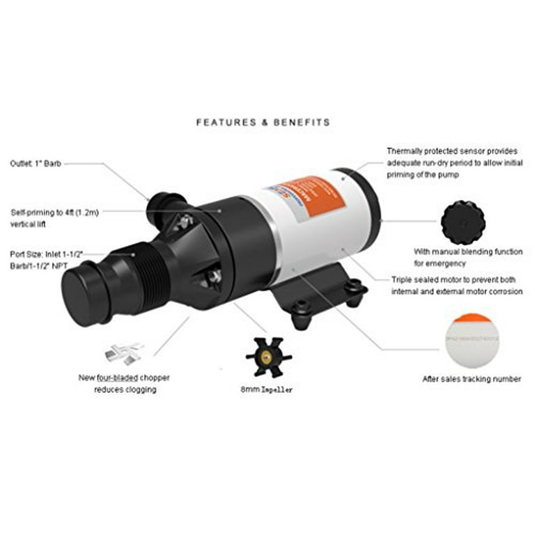 SEAFLO Macerator Pump System 12V for RV Marine 01-Series Improved