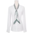 thumbnail image 2 of INSPIRE CHIC Women Striped Print Skinny Long Scarves, Satin Silky Neck Scarf Neckerchief Ribbon Headband 51.2x2.8" Gray, 2 of 5
