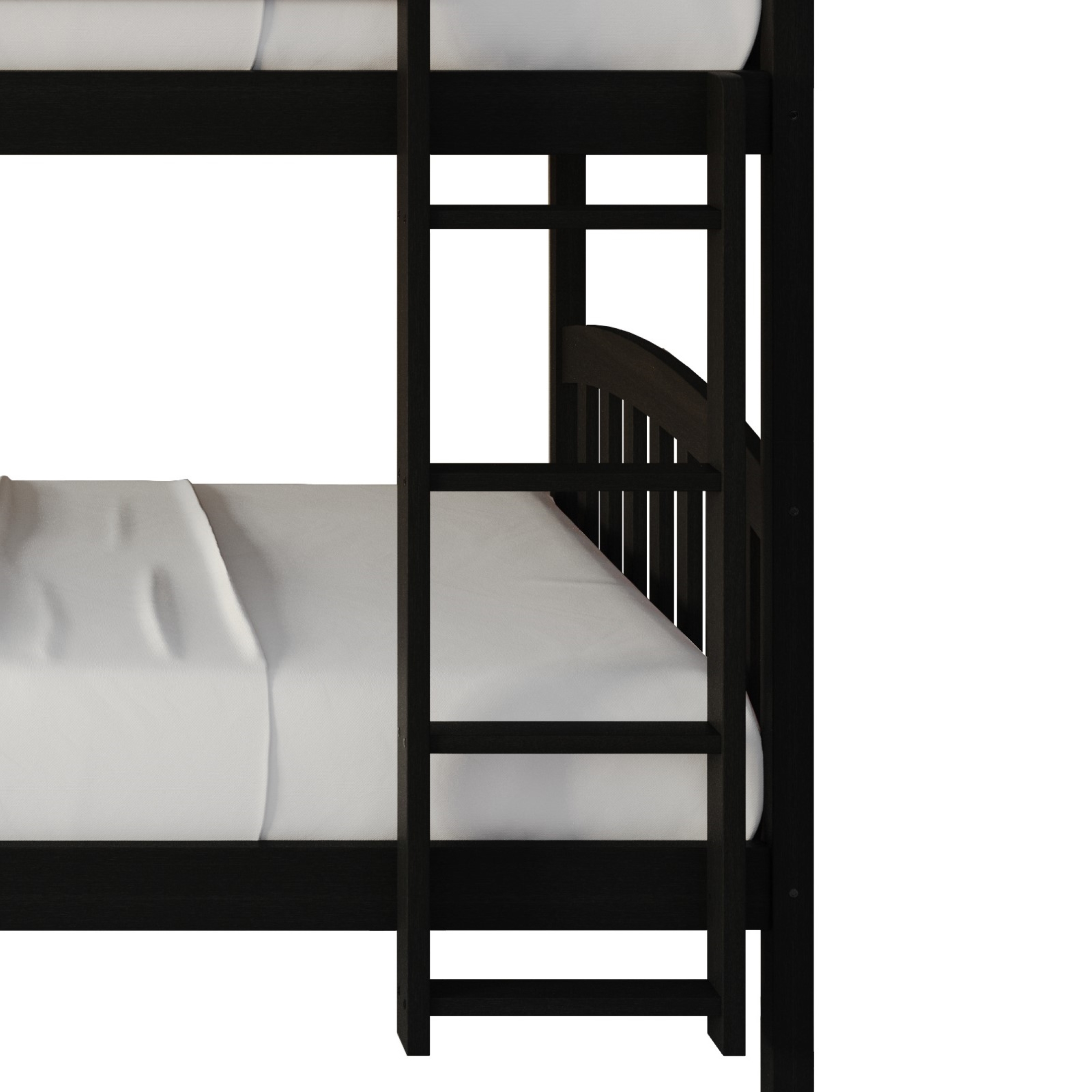 Castle Place Mid-Century Twin over Twin Wooden Convertible Bunk Bed, Black