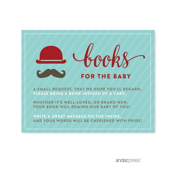 Books For Baby  Lil Man Mustache Boy Baby Shower Games Request Cards, 20-Pack