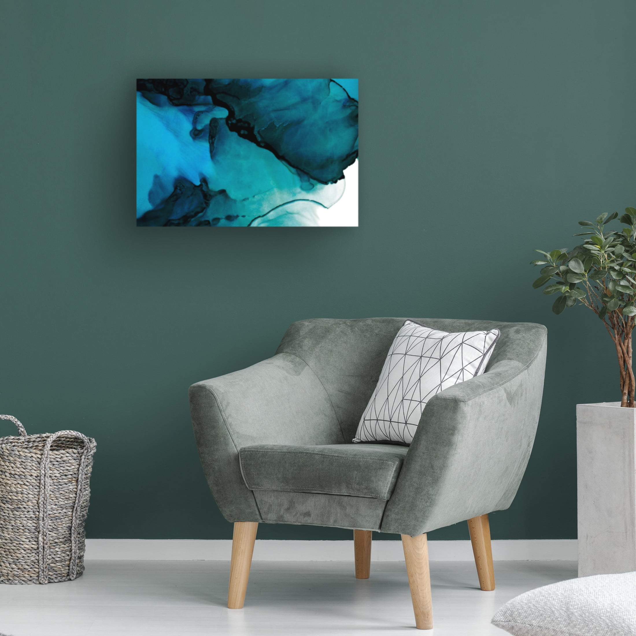 Canvas Wall Art - Tom Quartermaine 'Blue Alcohol Ink' Wall Art for Living Room, Bedroom, or Office Décor by Trademark Fine Art - 47 x 30 Inches