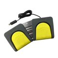 thumbnail image 4 of USB Doble Pedal de 2 pies Conmutador de video FS2016_USB2 Ratón multimedia Pedal amarillo + base gris Baoblaze Pedal de control de pie doble, 4 of 5