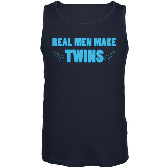 Father's Day Real Men Make Twins Navy Adult Tank Top - Medium
