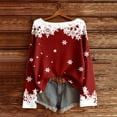 thumbnail image 2 of Fiaer Christmas Sweatshirts for Women Plus Size Snowflakes Crew Neck Pullovers Long Sleeve Loose Fit Trendy Elegant Knit Tops XL, 2 of 3
