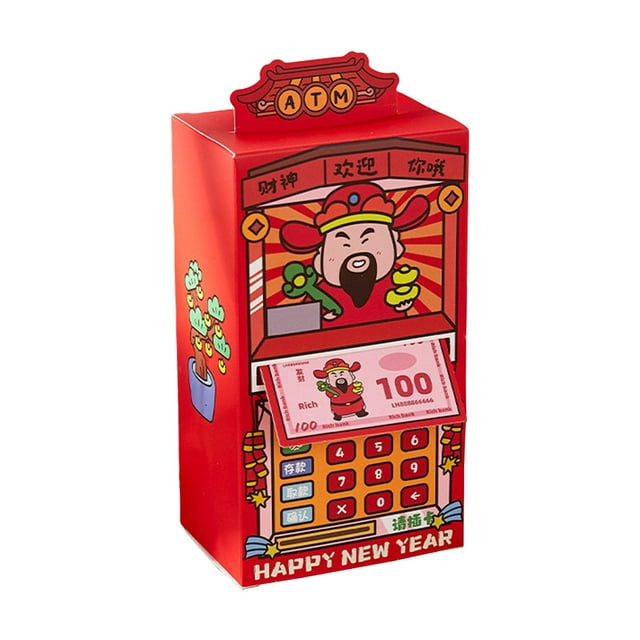 Regalo de Año Nuevo Chino: Sobres rojos con forma de cajero automático (Hong), dinero rojo creativo de la suerte. Dios de la fortuna